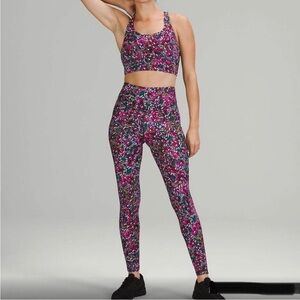 EUC Lululemon Base Pace HR Running tights Brushed Floral Electric Multi